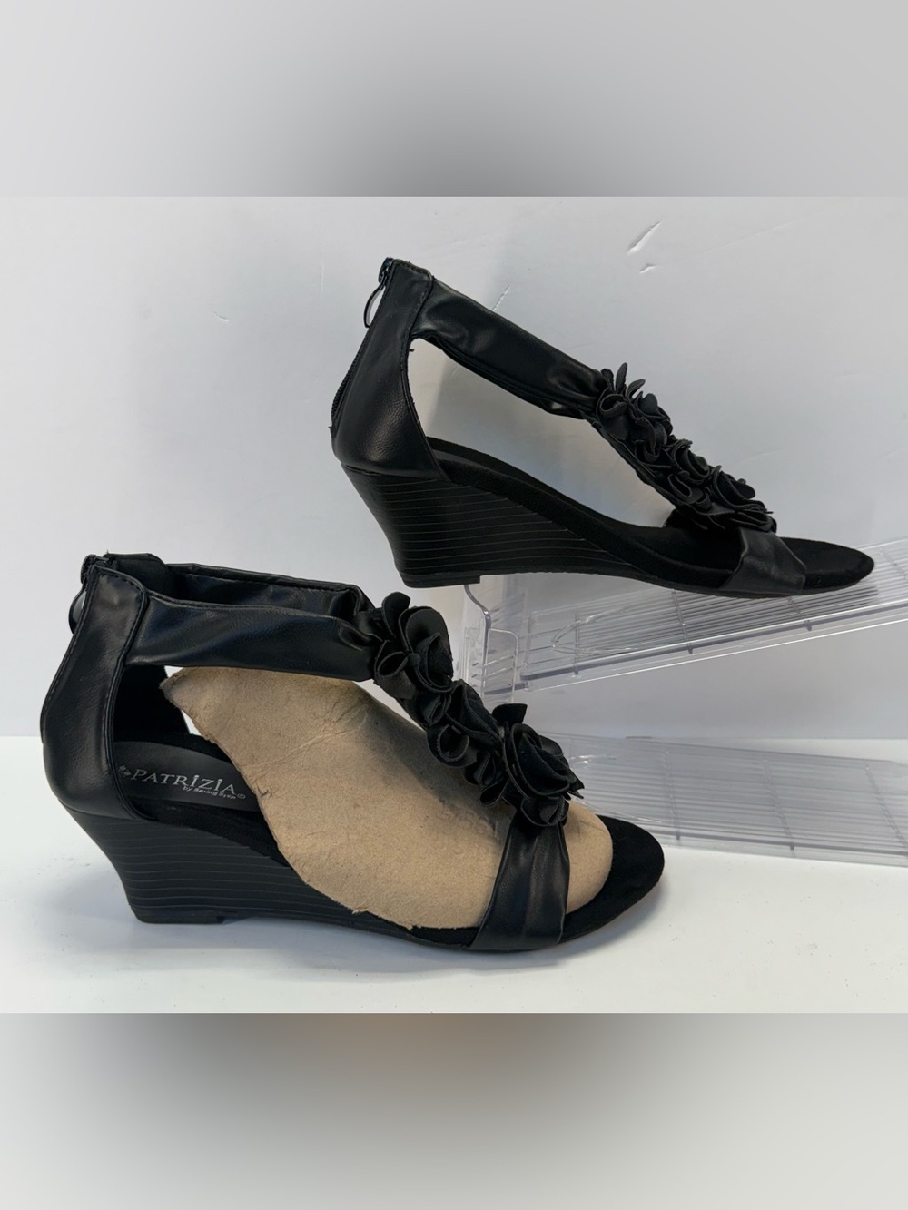 Patrizia Harlequin by spring step Women's Black Floral Wedge Sandals size 9 - Picture 5 of 12